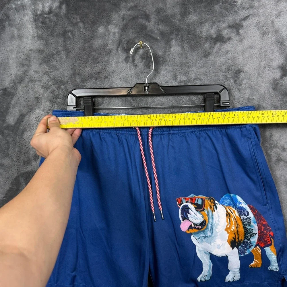 Robert Graham Swim Trunks Mens Large Blue New Bulldog Graphic Board Shorts